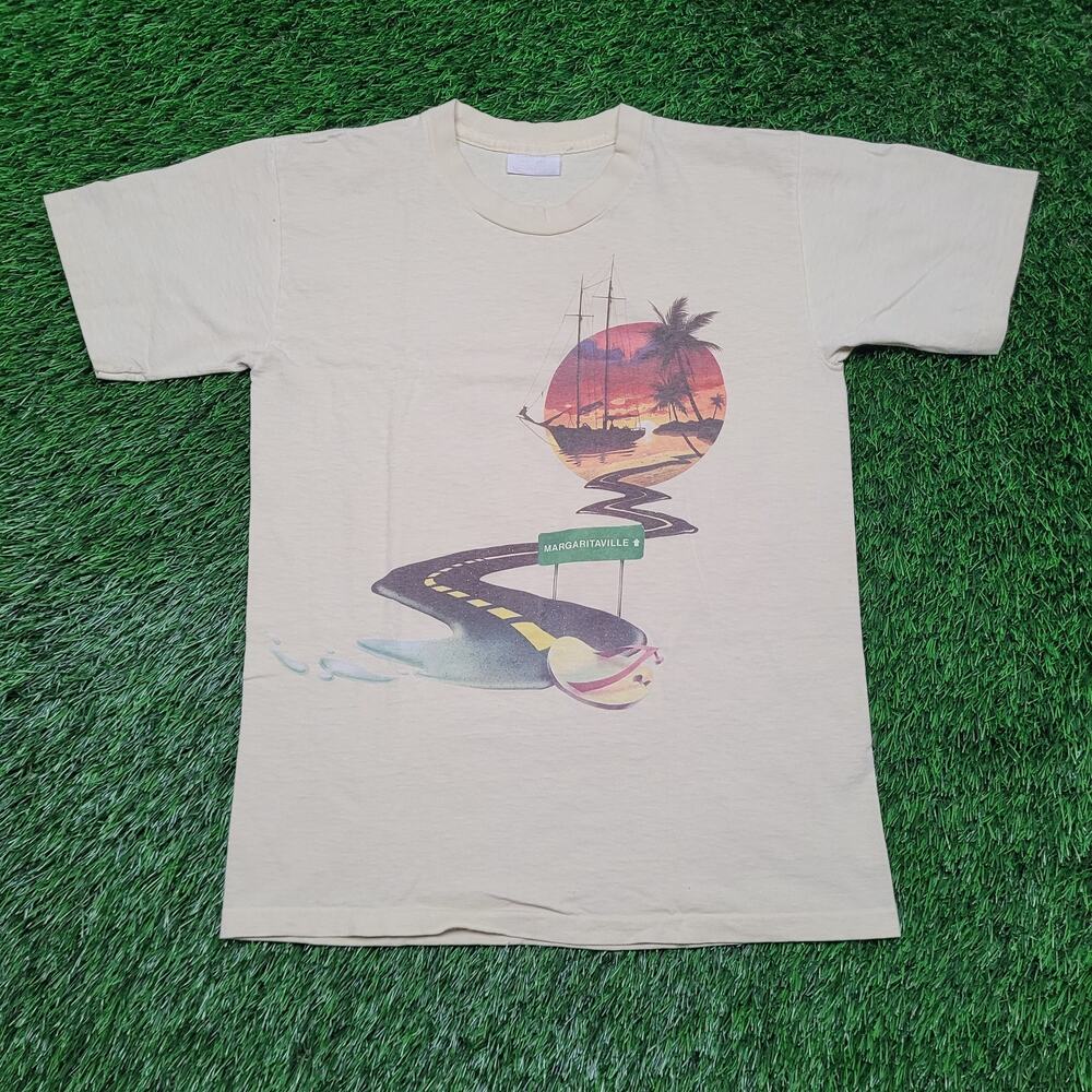 Vintage 80s Jimmy Buffett Margaritaville T-Shirt S Two Sided Airbrush Art